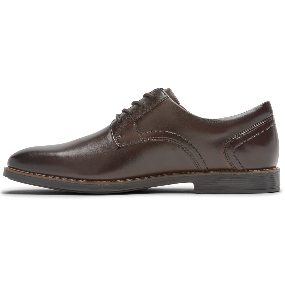 Rockport Mens Lace Up Dark Brown - Slayter Plain Toe Shoe - UK 836-GRXPBL